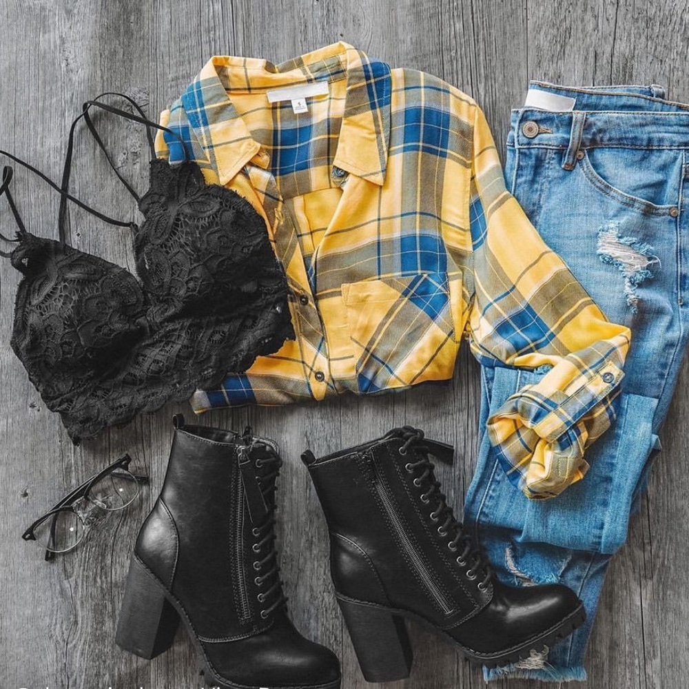 Black Lace Up High Chunky Heel Combat Boots - Picture 8 of 13